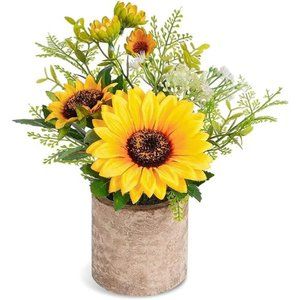 Sunflower Artificial Flowers Pot, Sunflower Decor, Yellow Fake Flower in Pots